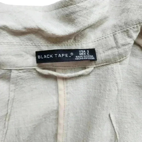 Black Tape Linen Blazer Neutral Coastal Elevated Basic Linen Womens Small Stone - Picture 11 of 16